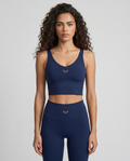 Aura V-Neck Yoga Sports Bra (Navy Blue)