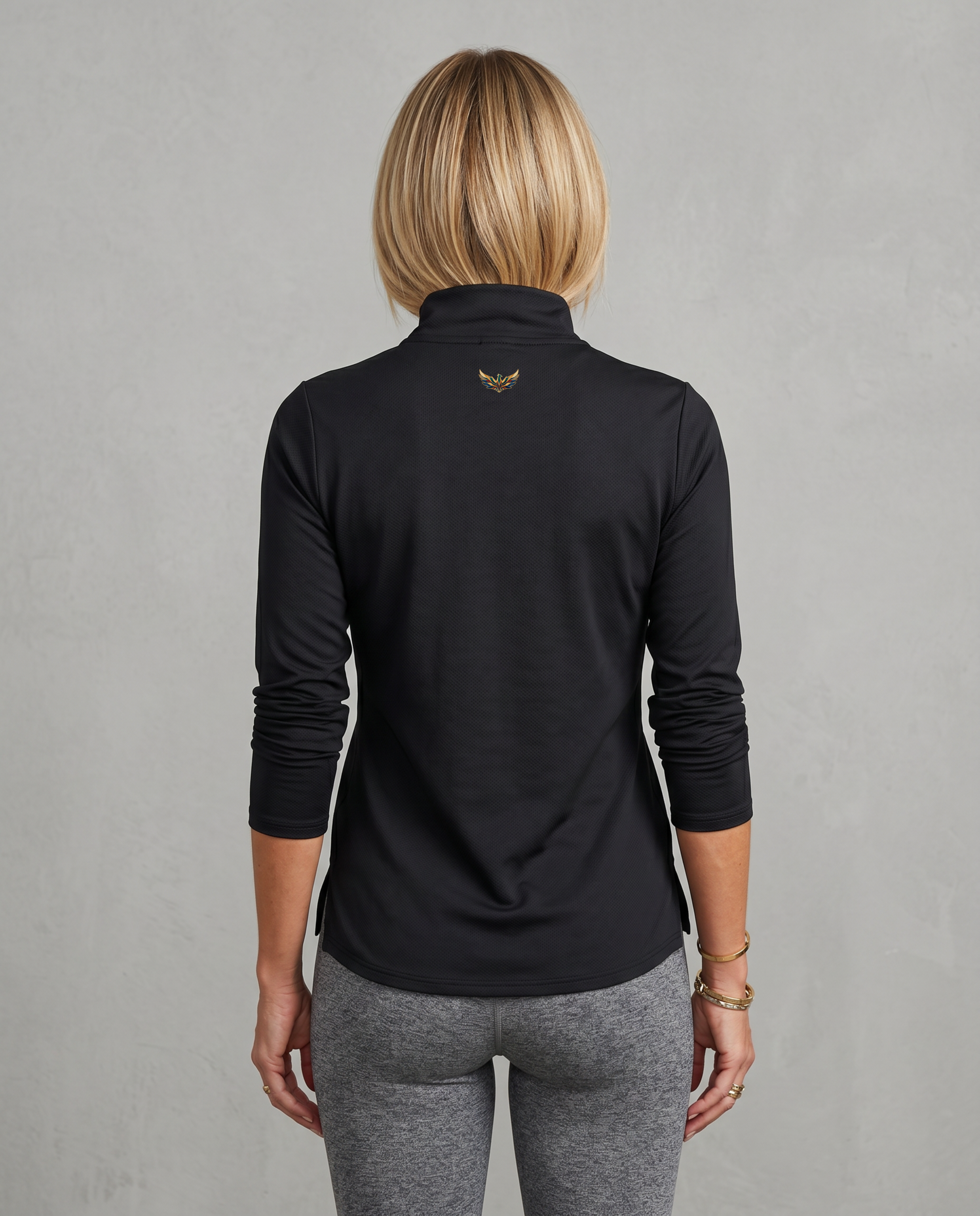 Lyra Quarter Zip Yoga Pullover (Black)