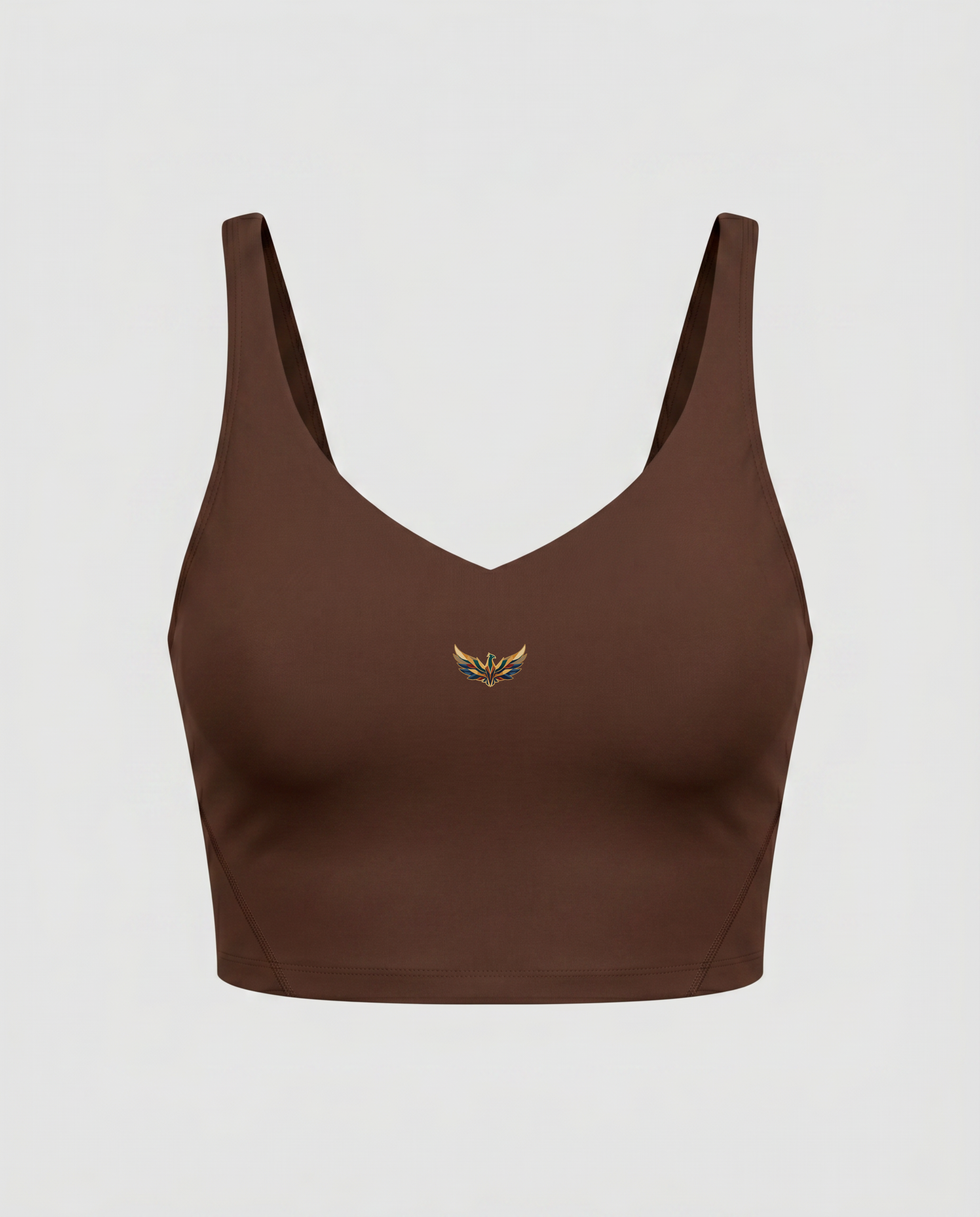 Aura V-Neck Yoga Sports Bra (Brown)