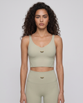 Aura V-Neck Yoga Sports Bra (Pale Khaki)