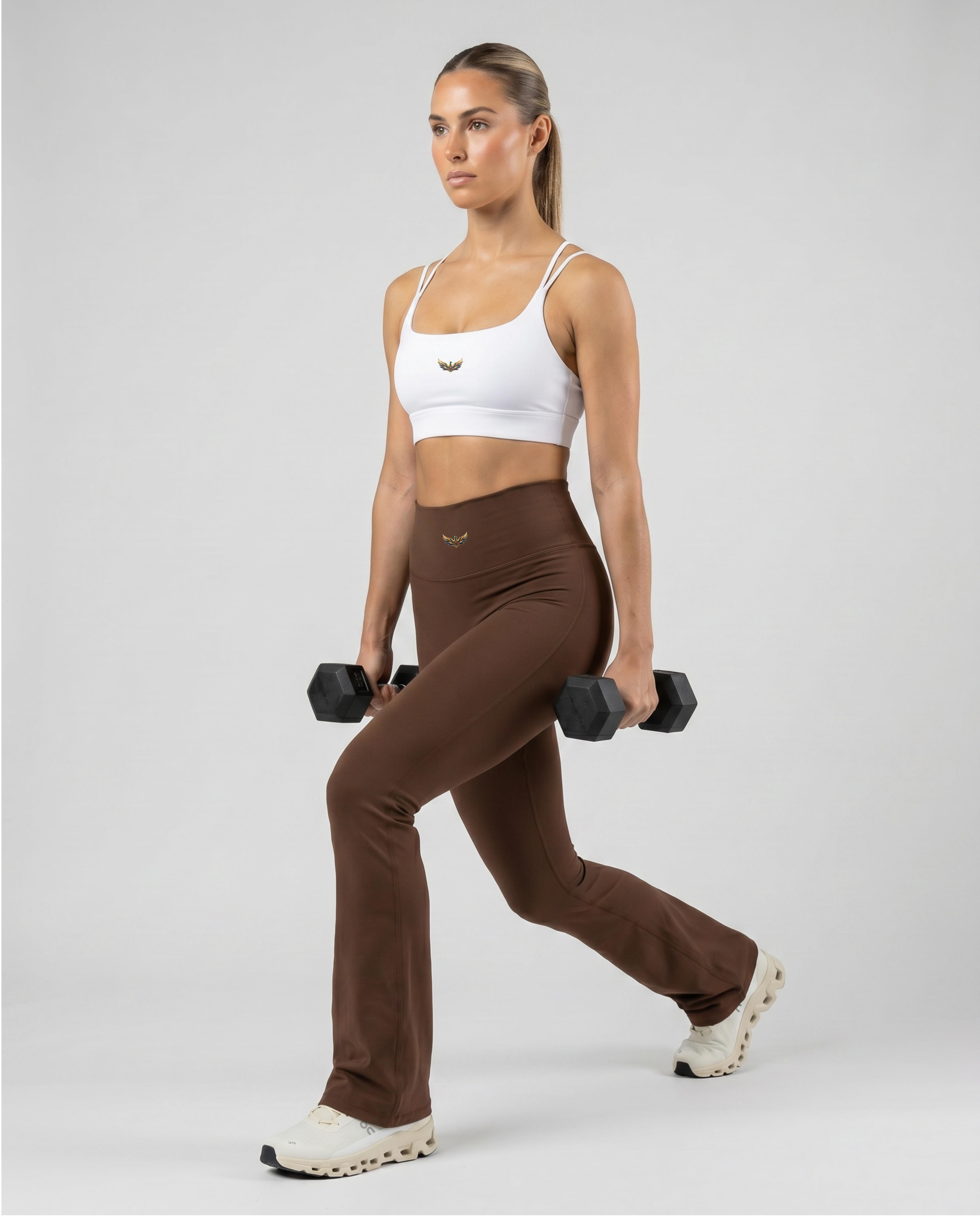 Alba High-Waisted Flare Leggings (Chestnut Brown)