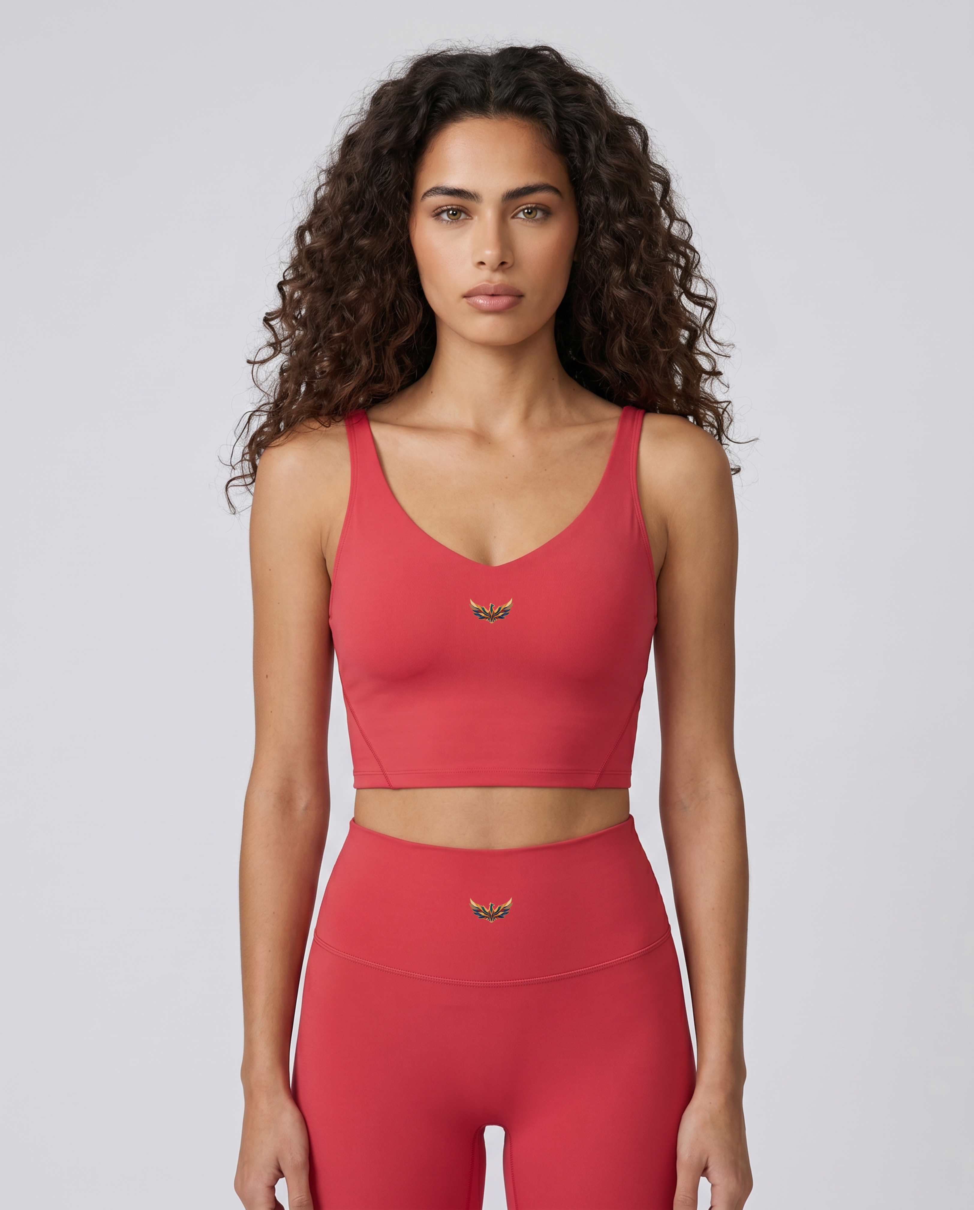 Aura V-Neck Yoga Sports Bra (Brick Red)