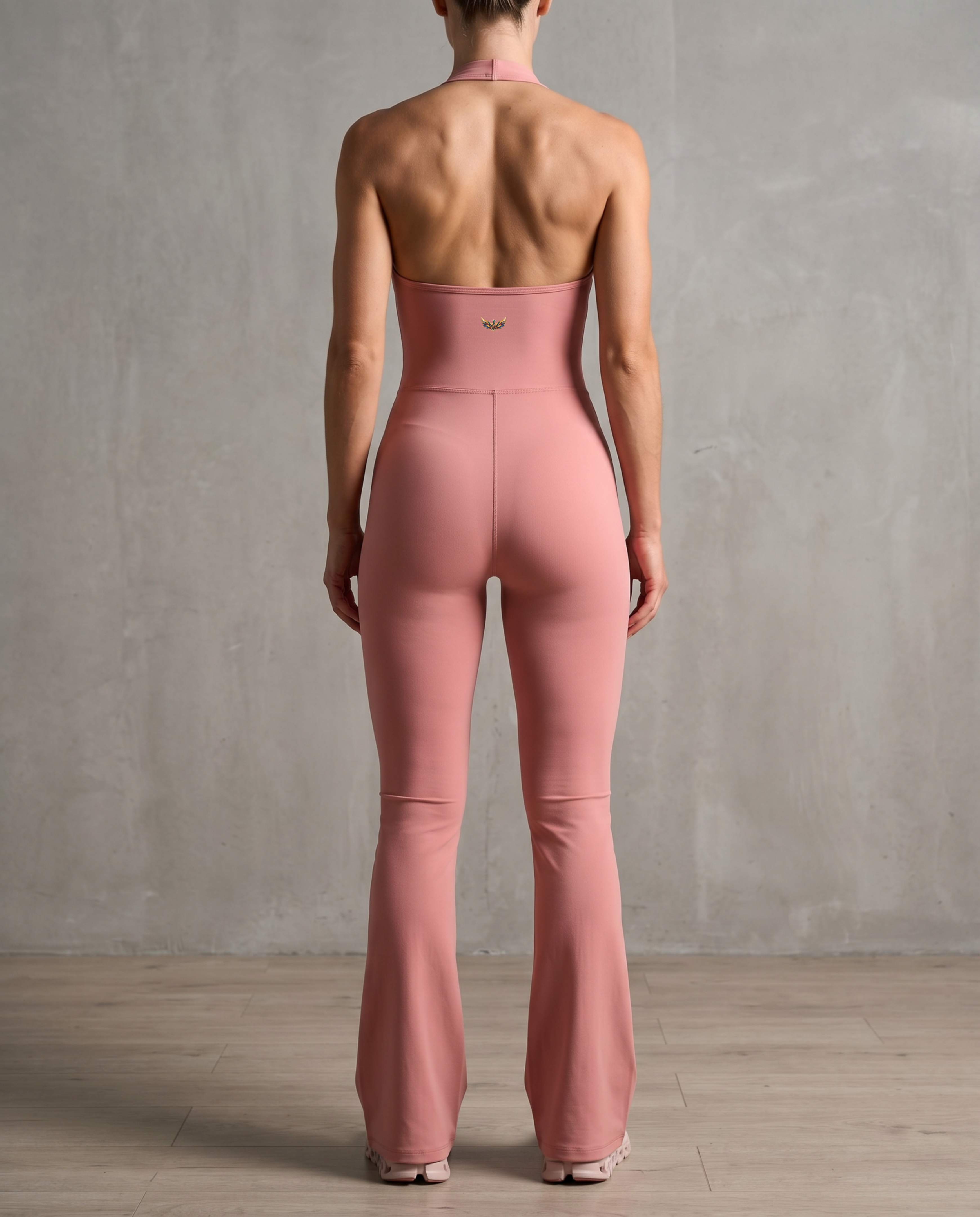 Amara Halter Flare Jumpsuit (Blush Pink)