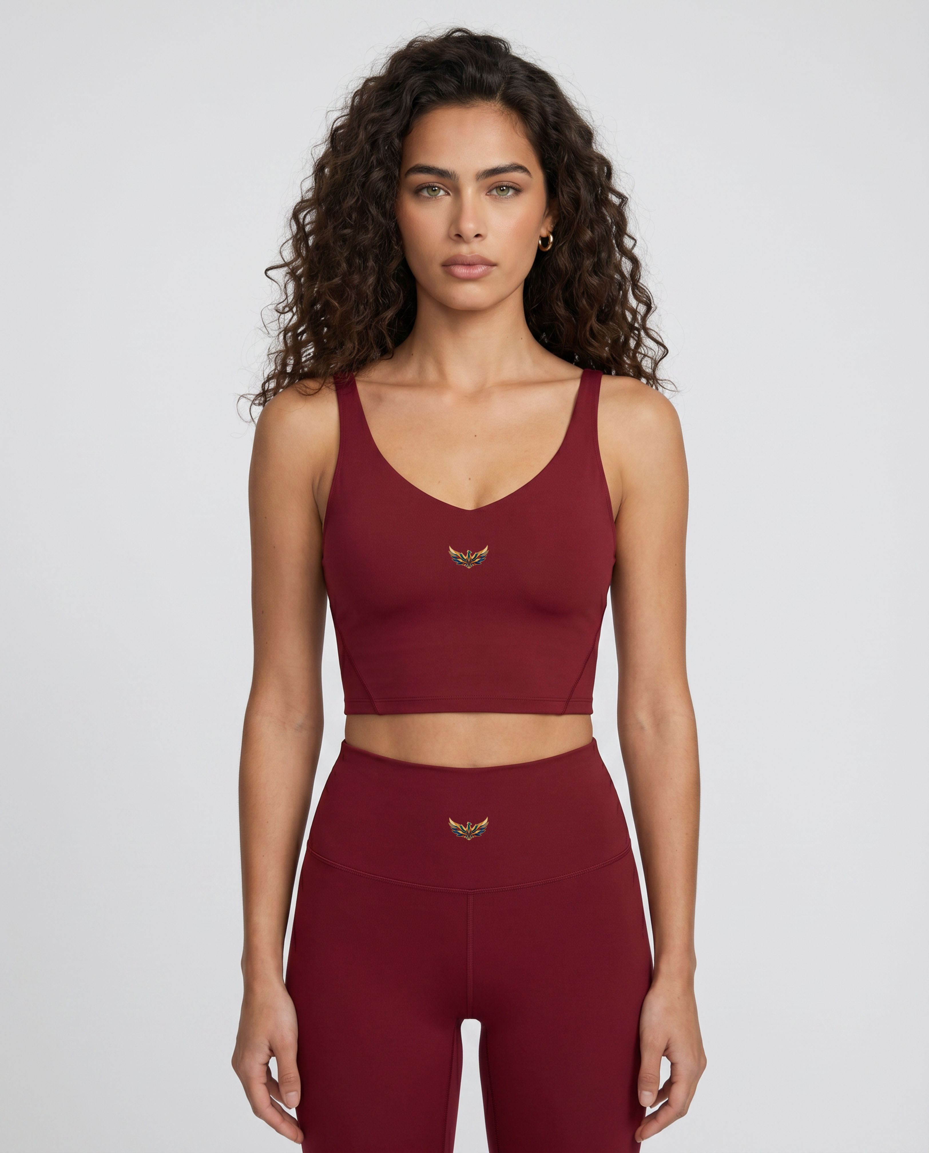 Aura V-Neck Yoga Sports Bra (Wine Red)
