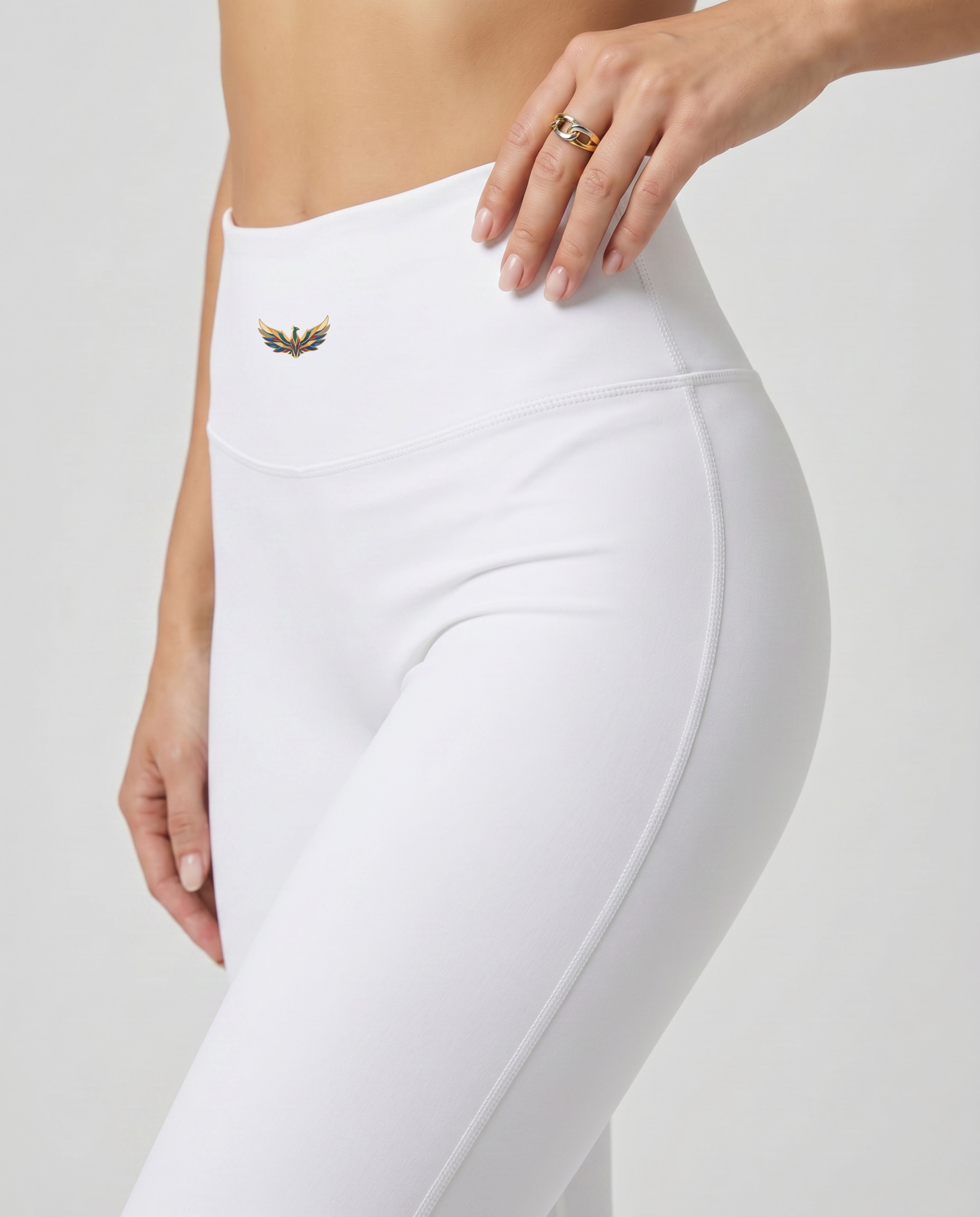 Alba High-Waisted Flare Leggings (White)