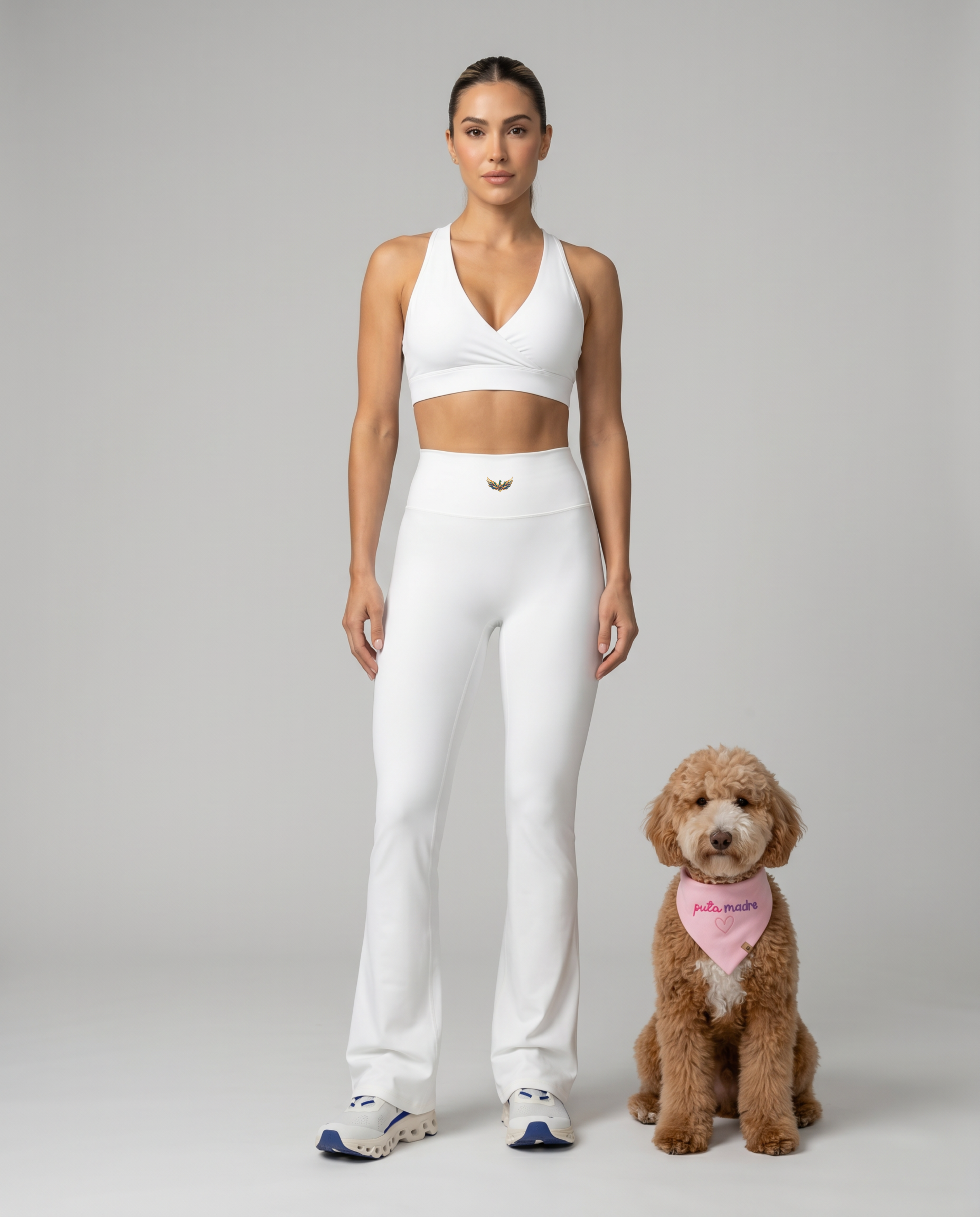 Alba High-Waisted Flare Leggings (White)