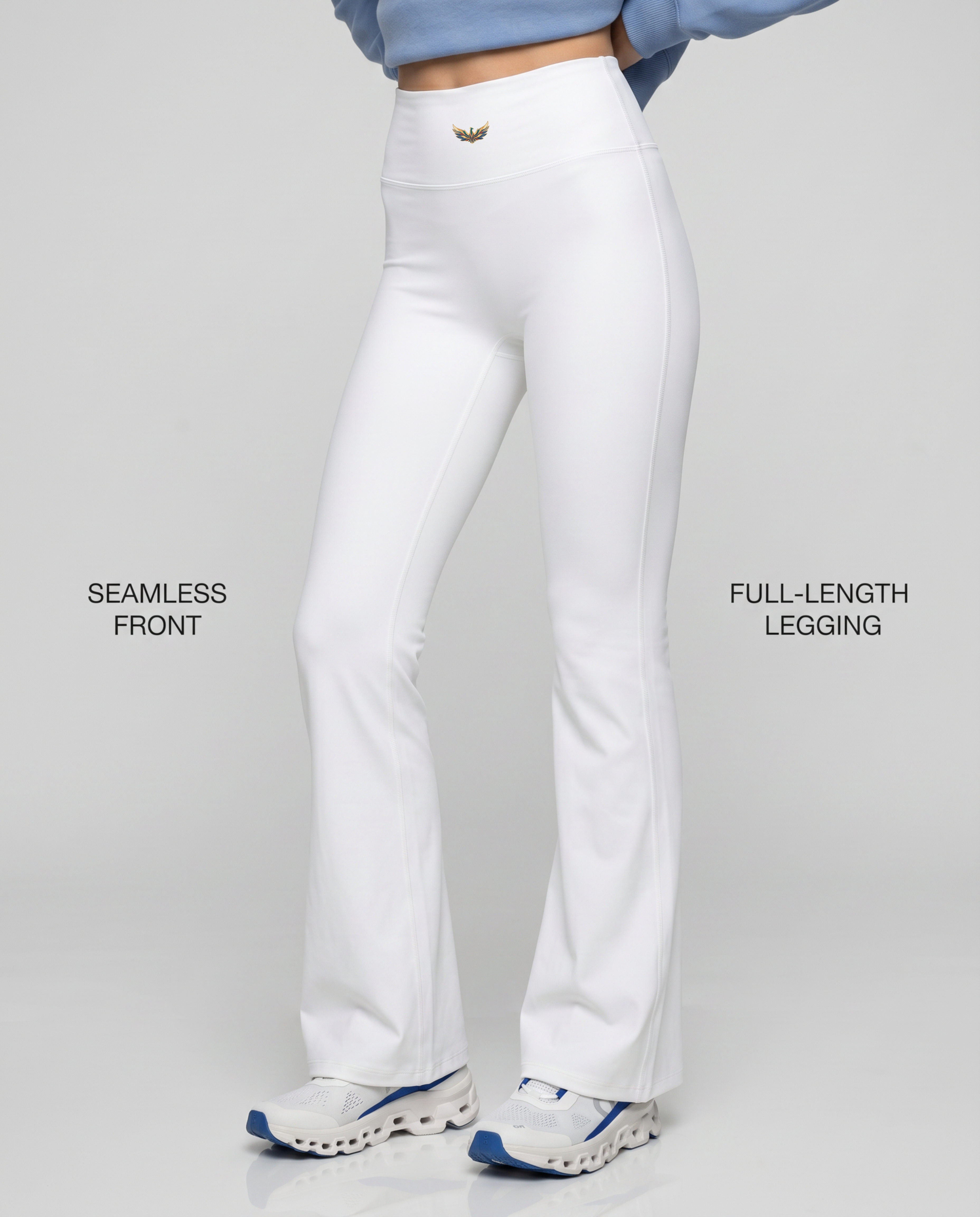 Alba High-Waisted Flare Leggings (White)