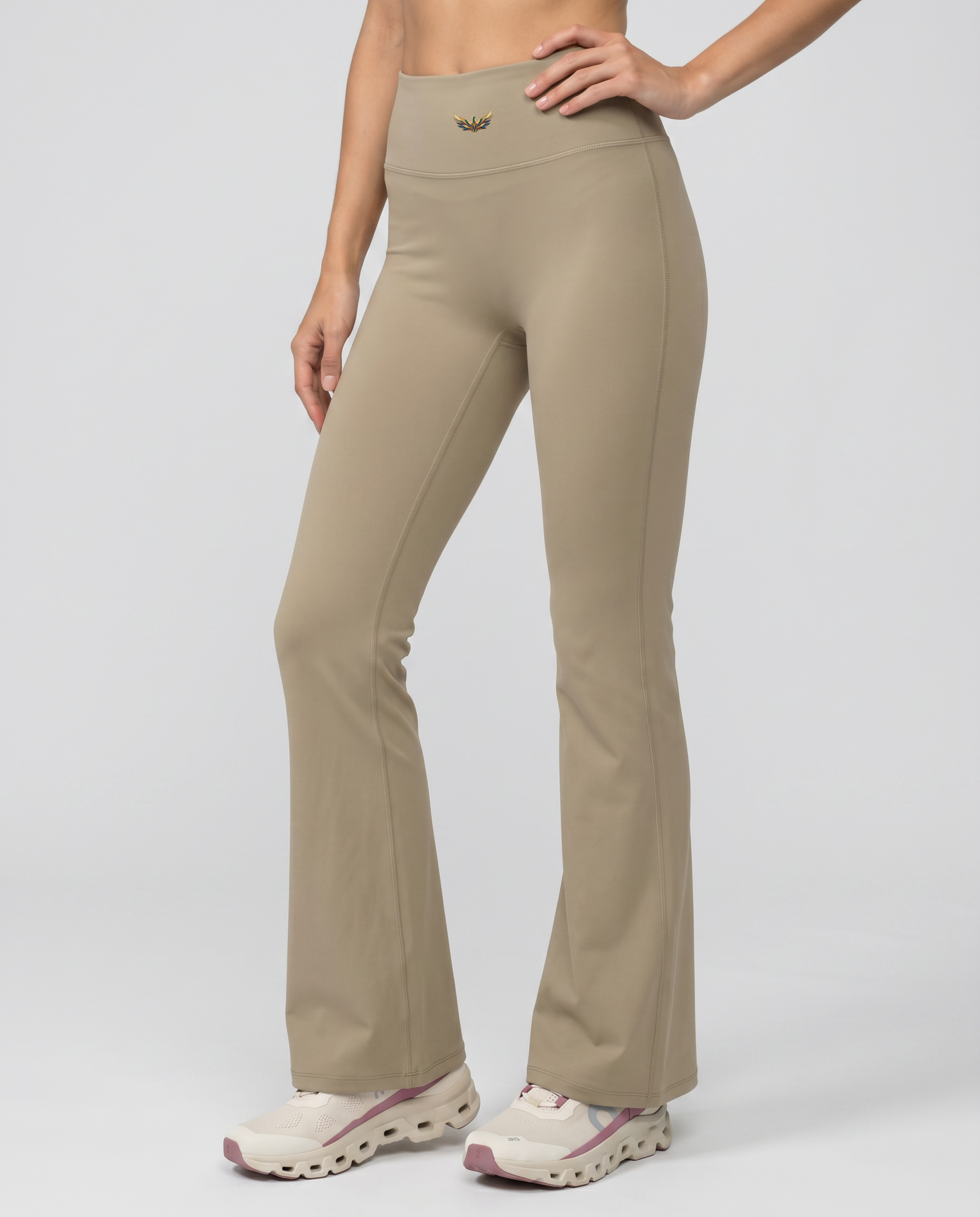 Alba High-Waisted Flare Leggings (Khaki Ash)