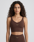 Aura V-Neck Yoga Sports Bra (Brown)