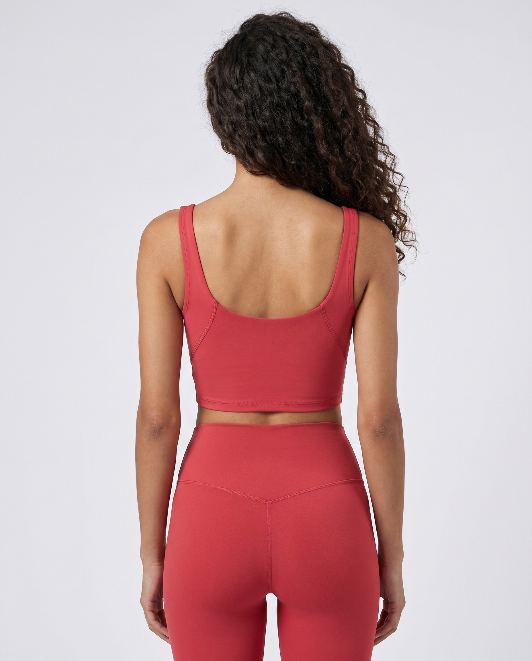 Aura V-Neck Yoga Sports Bra (Brick Red)