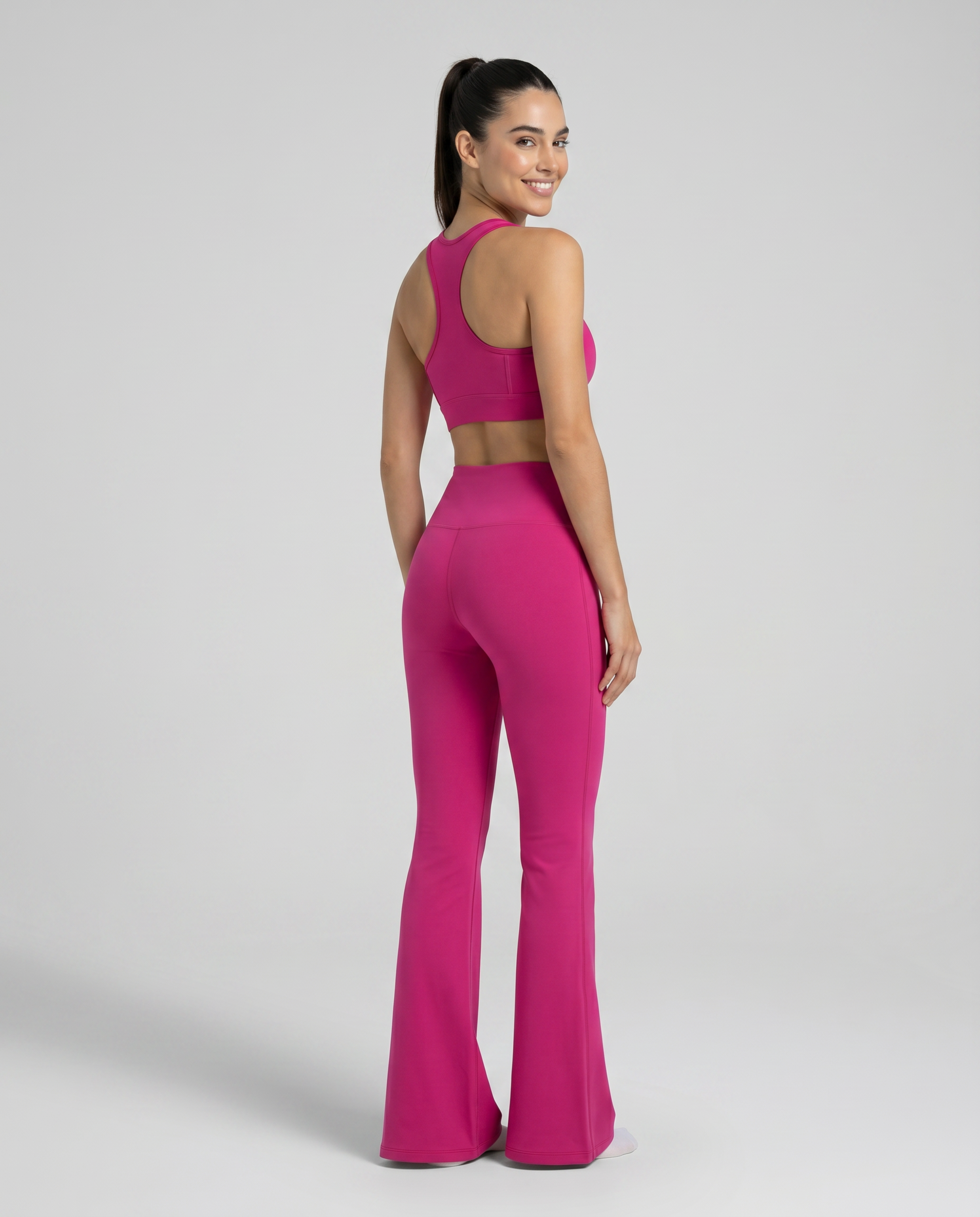 Alba High-Waisted Flare Leggings (Rose Red)