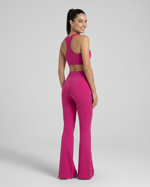 Alba High-Waisted Flare Leggings (Rose Red)