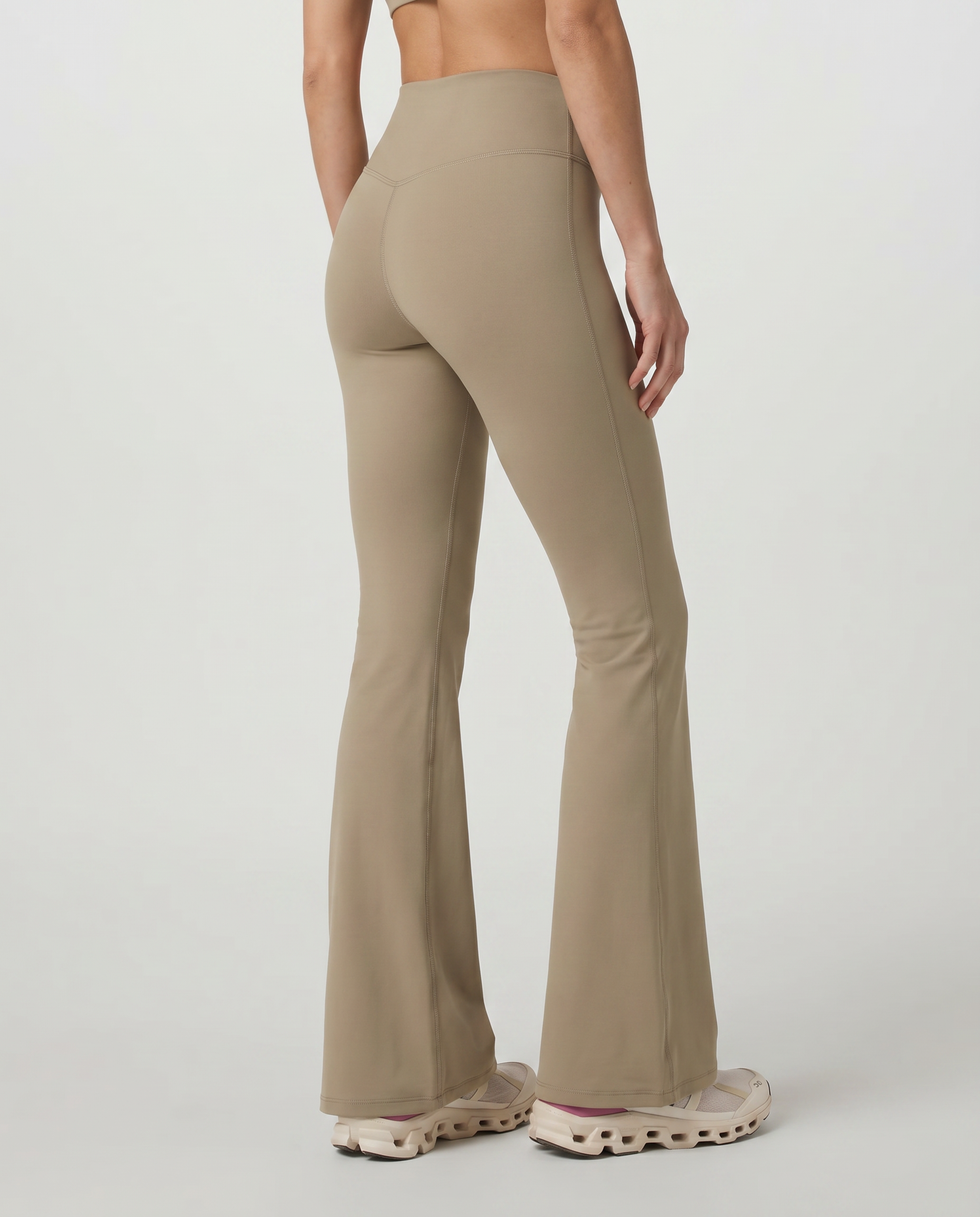Alba High-Waisted Flare Leggings (Khaki Ash)