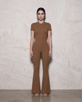 Vesper Flared Zip Jumpsuit (Cocoa Brown)