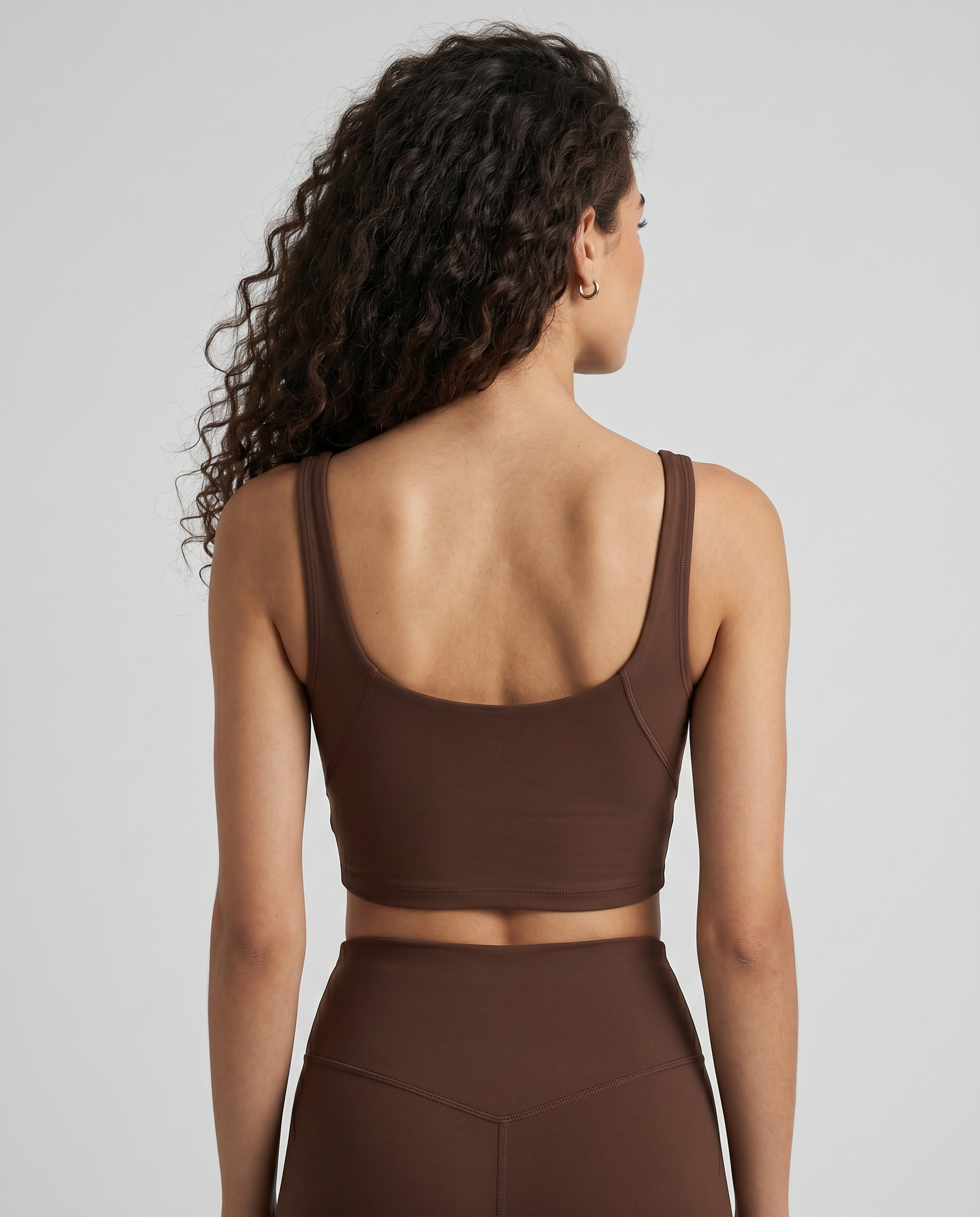 Aura V-Neck Yoga Sports Bra (Brown)