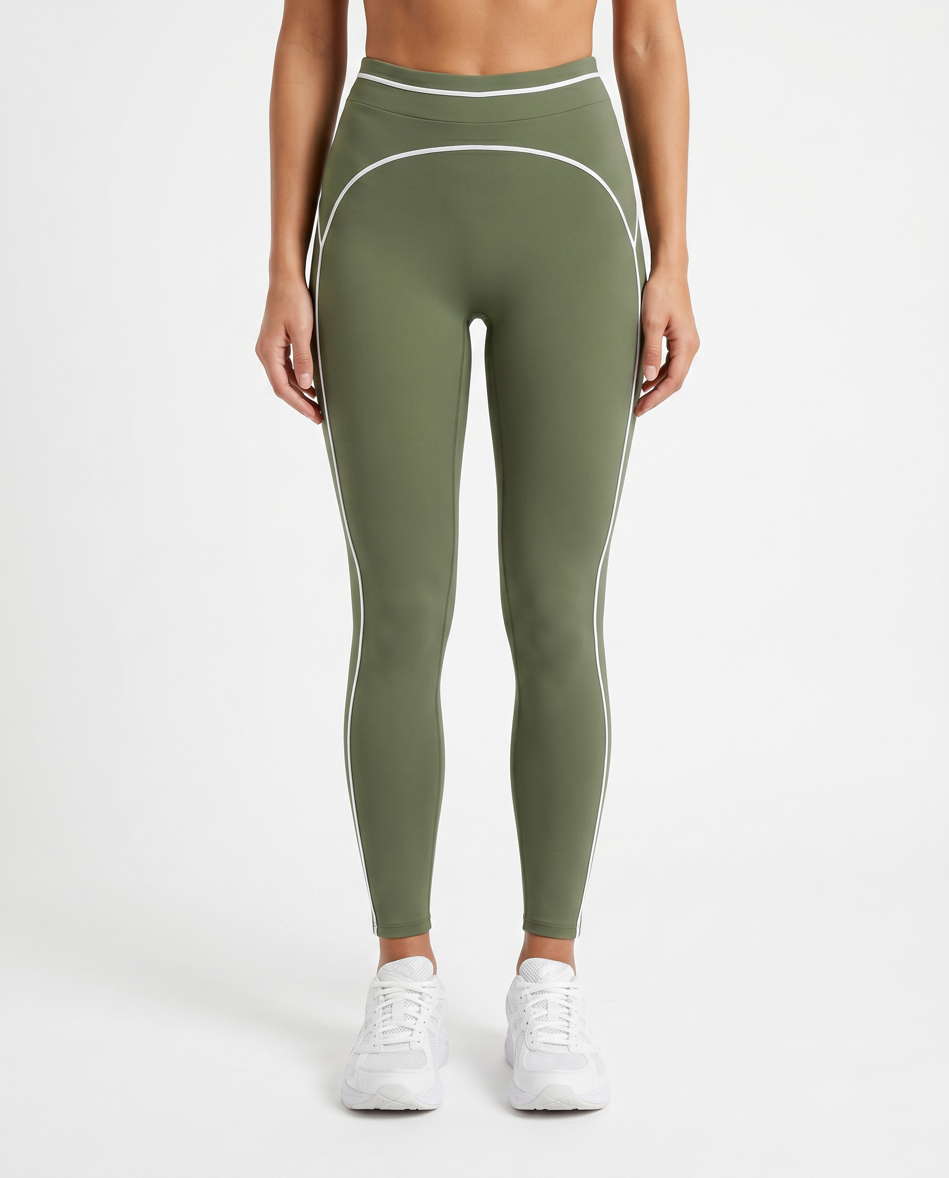 Nova Sculpted Contrast Leggings (Moos Green)