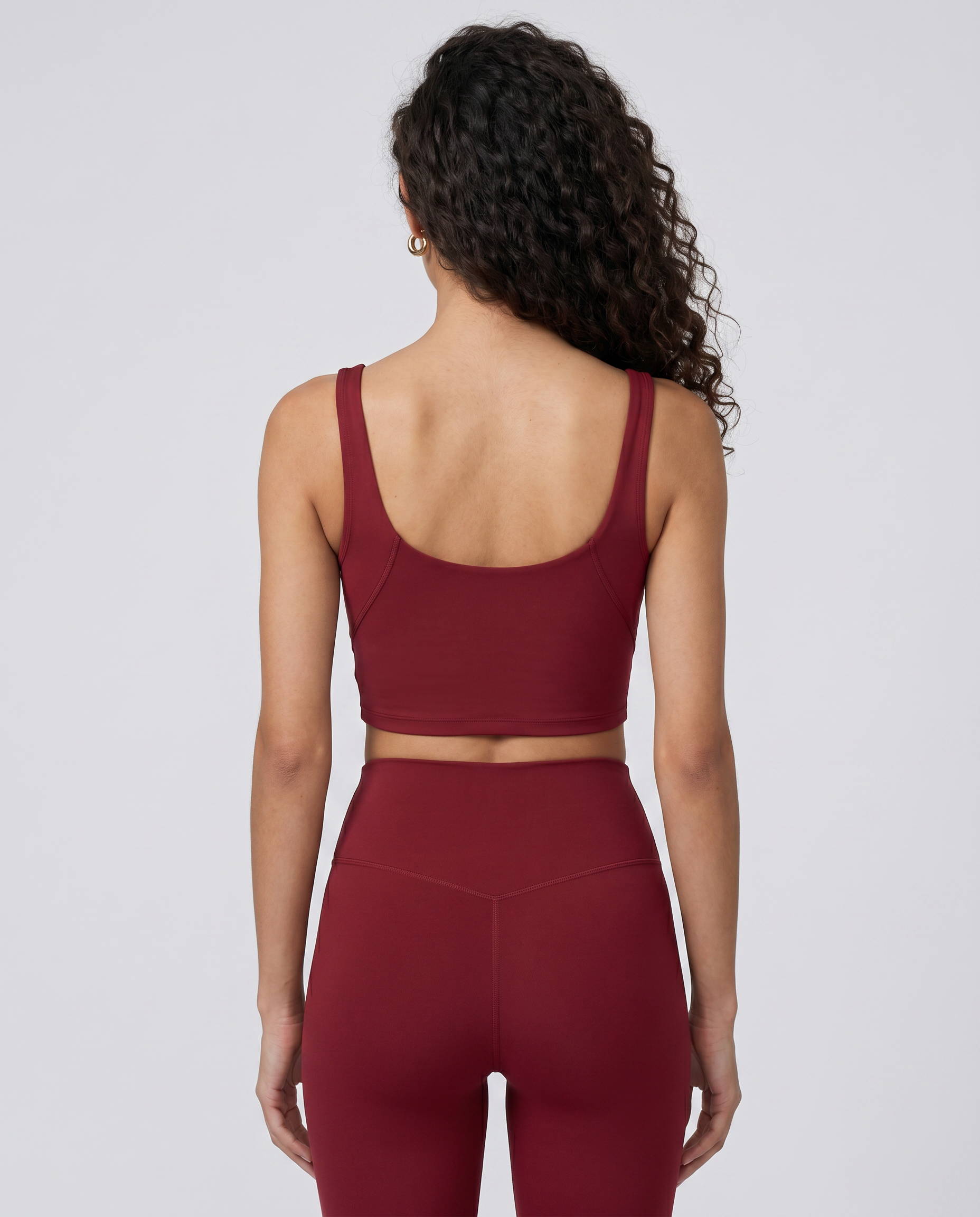 Aura V-Neck Yoga Sports Bra (Wine Red)