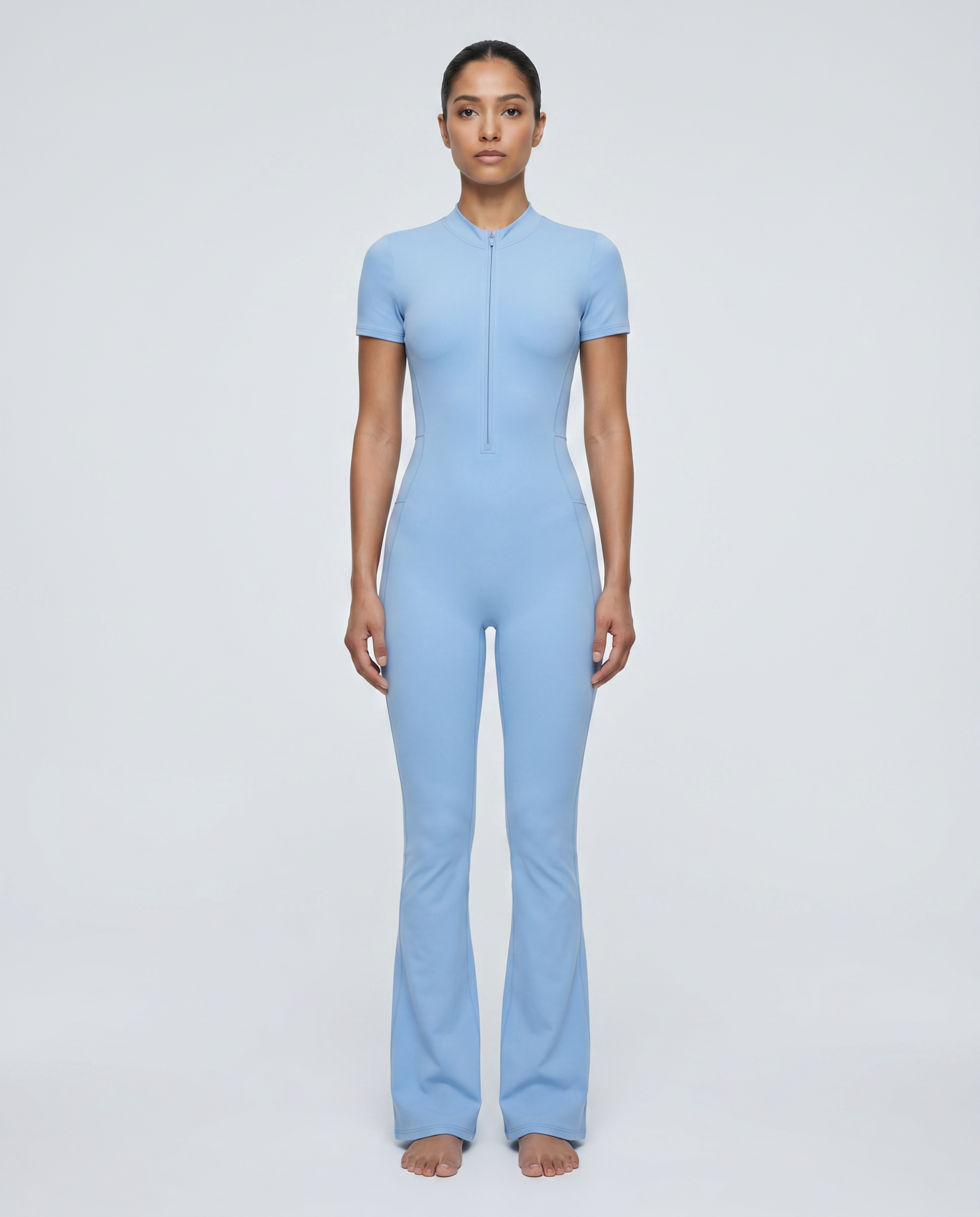 Vesper Flared Zip Jumpsuit (Dusty Blue)
