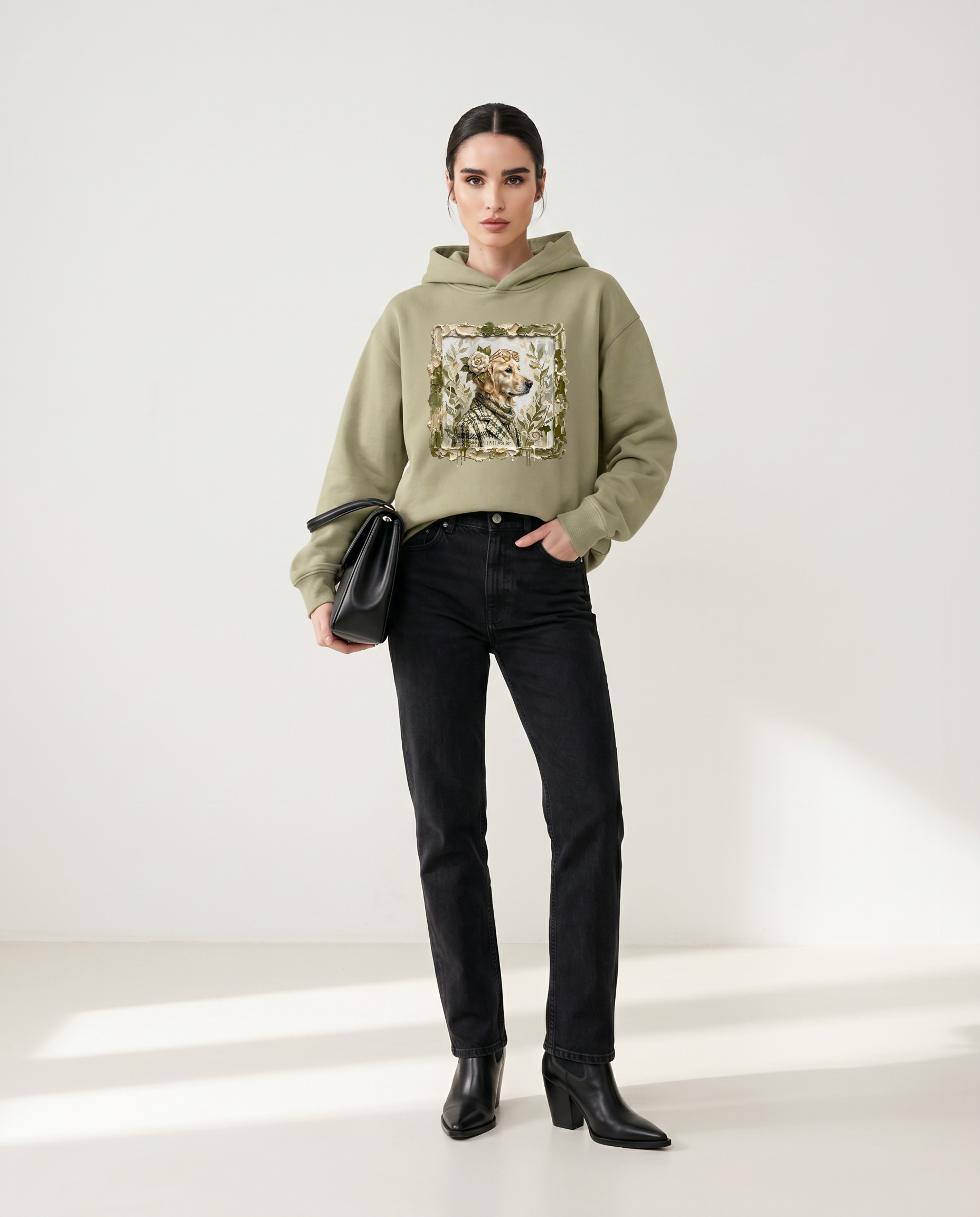Companion Hoodie  Labrador Portrait (Olive Green)
