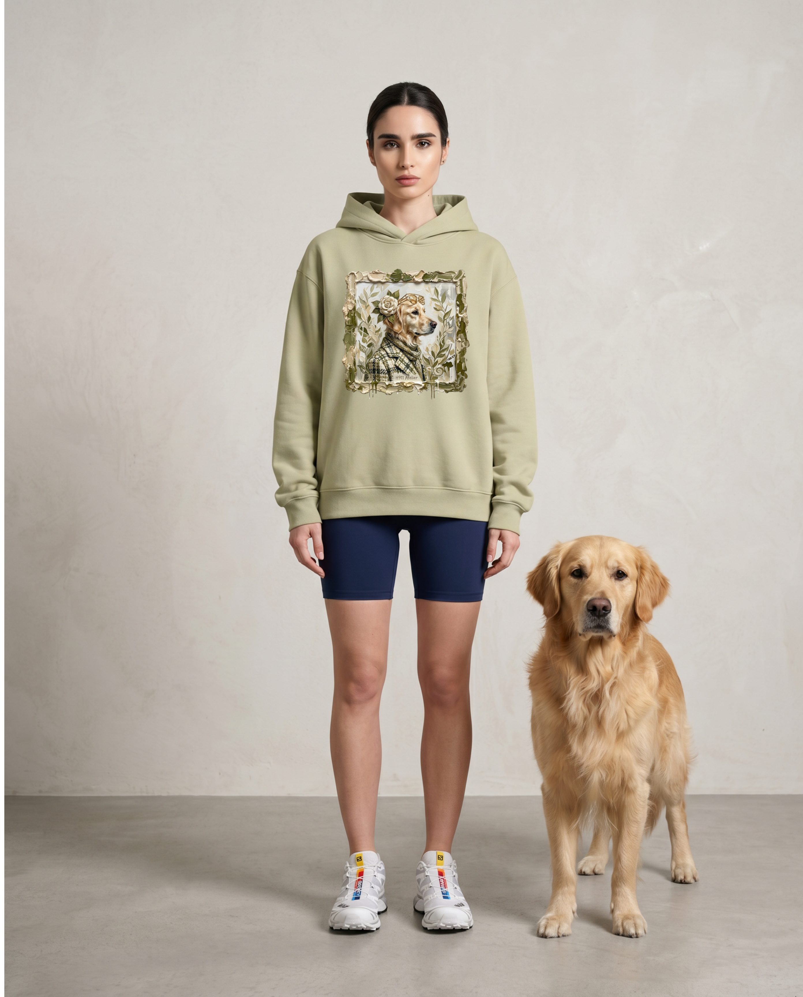 Companion Hoodie  Labrador Portrait (Olive Green)