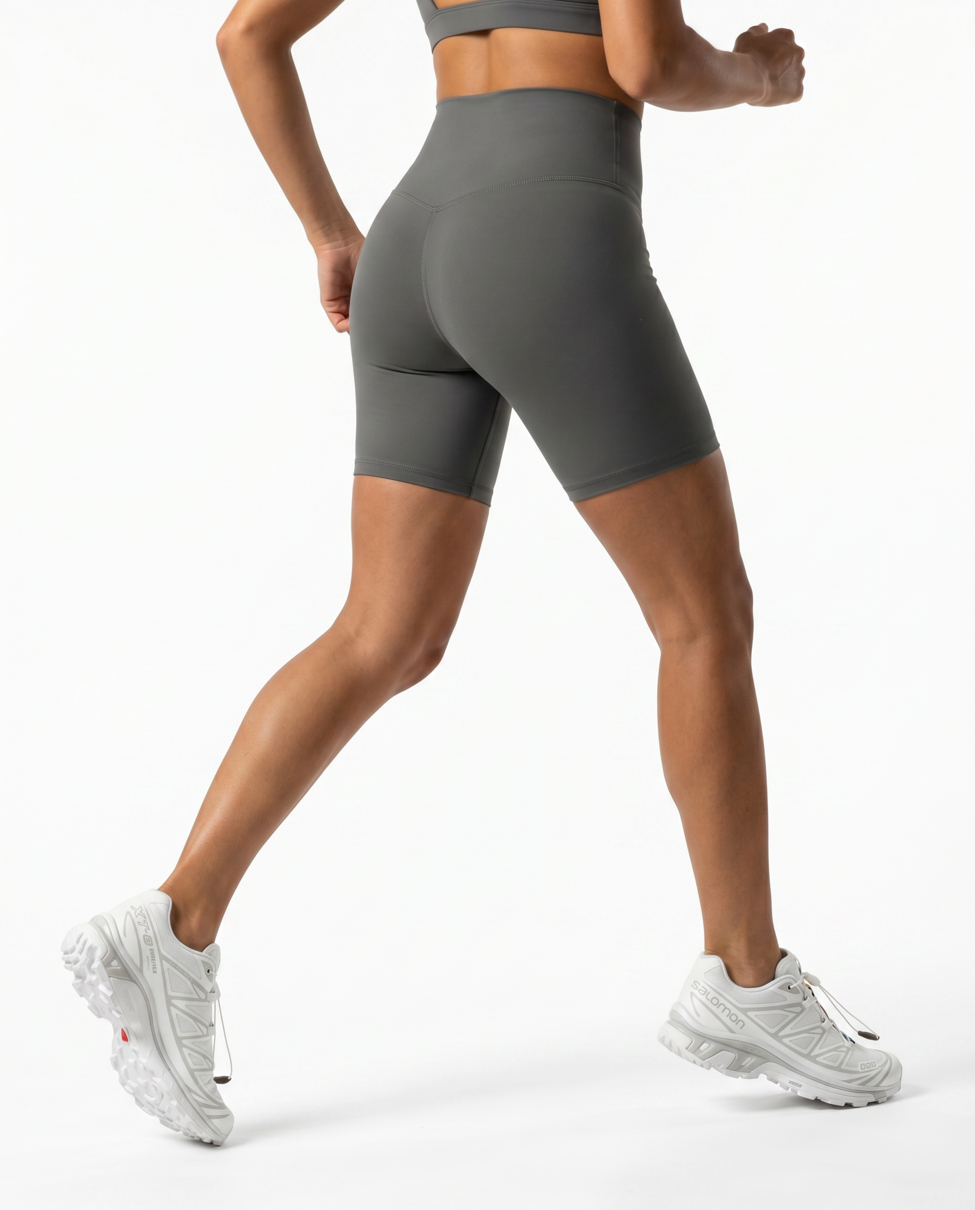 Roma High Waisted Biker Shorts (Charcoal Grey)