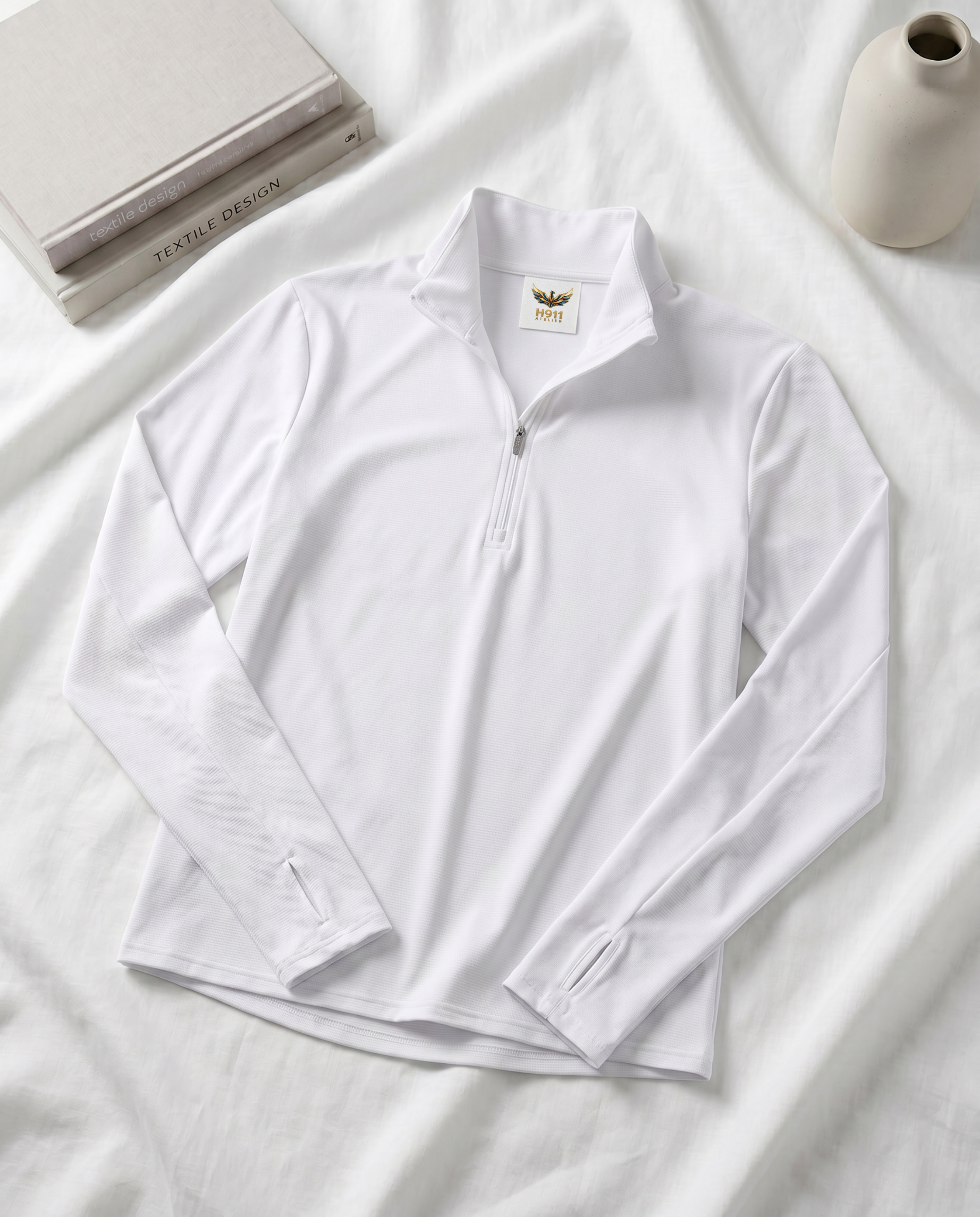 Lyra Quarter Zip Yoga Pullover (White)