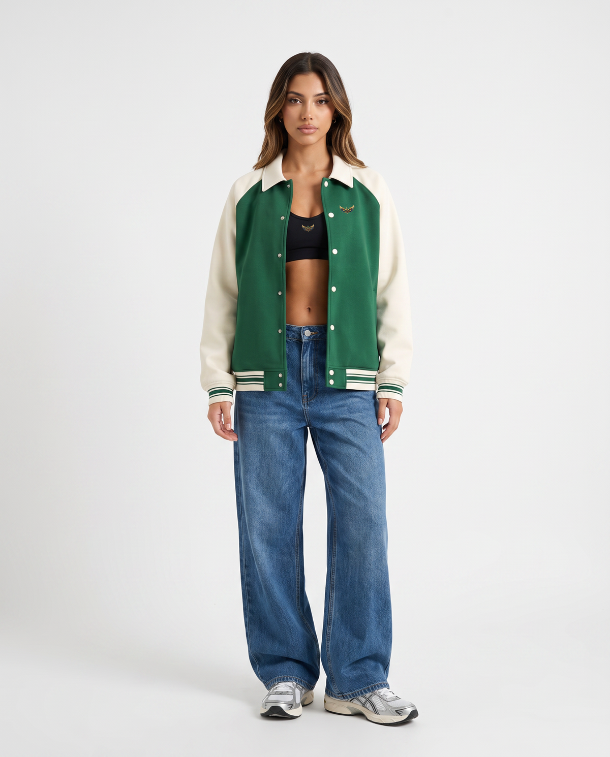 Harlow Contrast Raglan Varsity Jacket