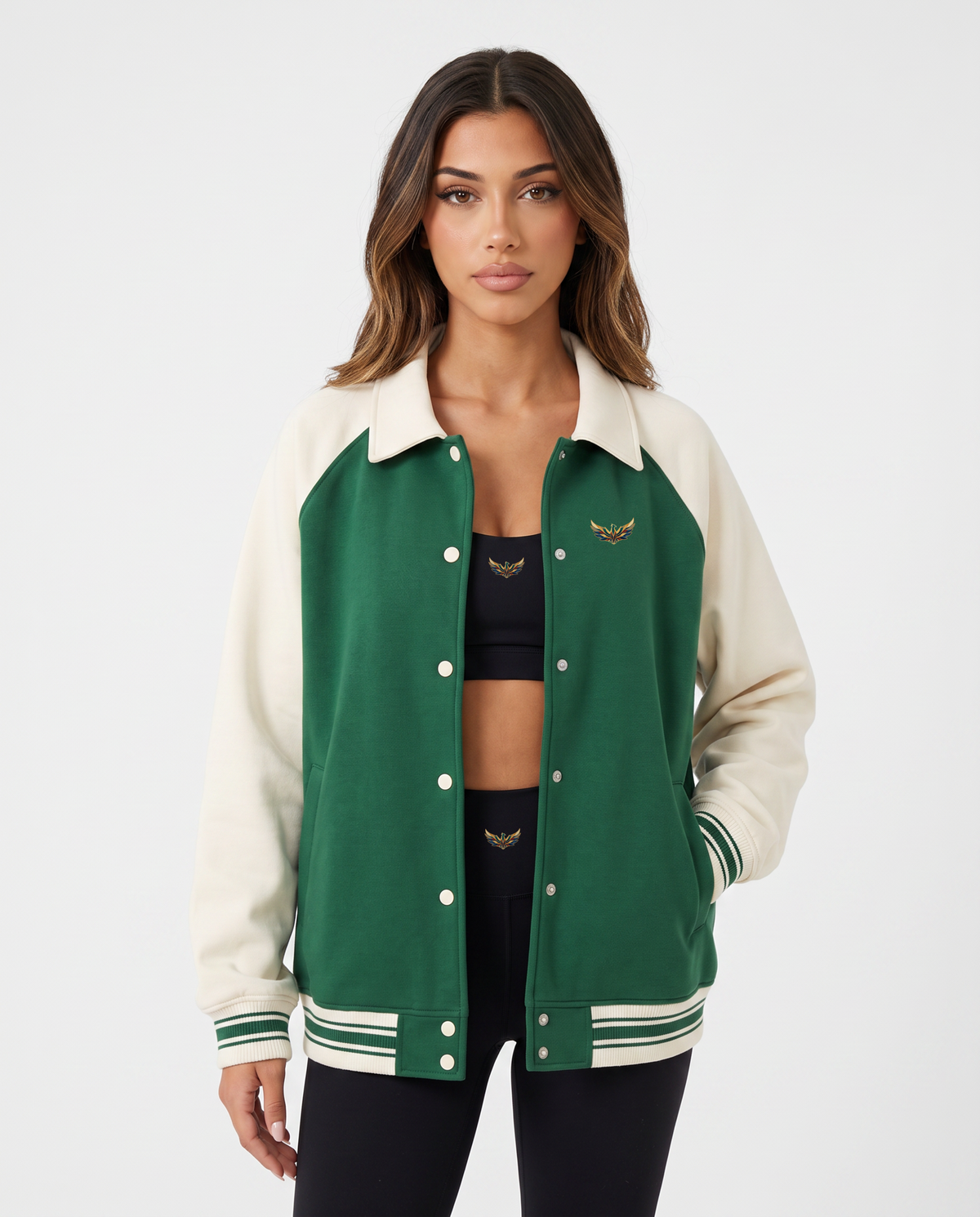 Harlow Contrast Raglan Varsity Jacket