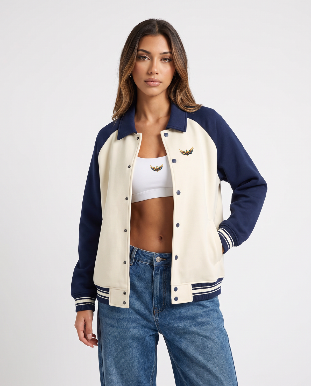 Harlow Contrast Raglan Varsity Jacket